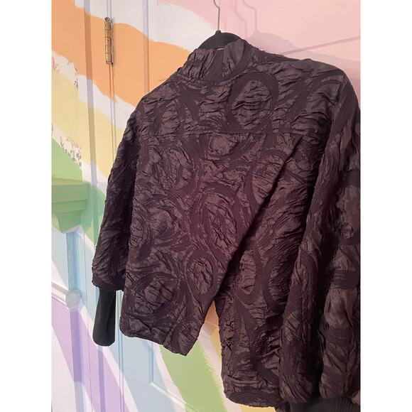 IC Collection Black Textured Kimono Jacket L Made in USA Rib Cuff Coat - Picture 2 of 11